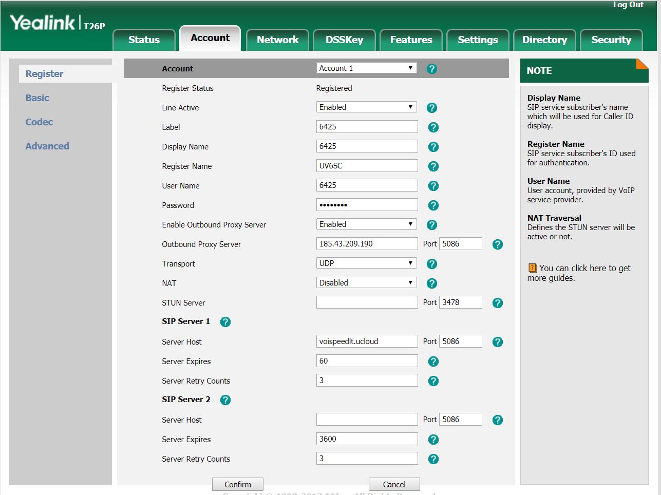 Yealink IP configuration using Voispeed Phones VOIspeed